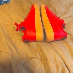 Nike by you Air Force ones all red gum bottoms af1